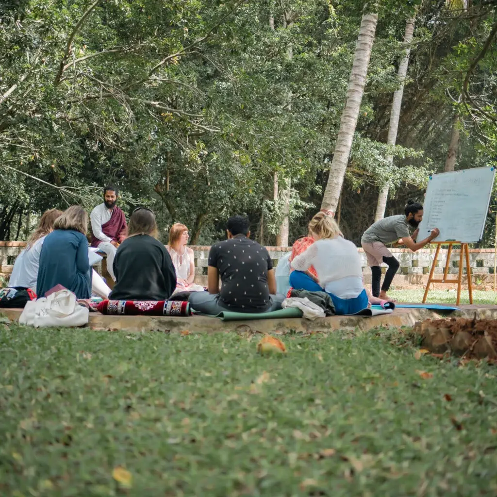 Teaching yoga outdoors